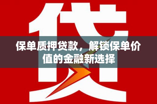南湖保单质押贷款，解锁保单价值的金融新选择