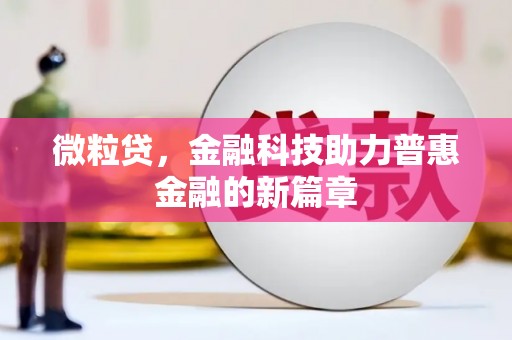 南湖微粒贷，金融科技助力普惠金融的新篇章