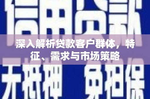 南湖深入解析贷款客户群体，特征、需求与市场策略