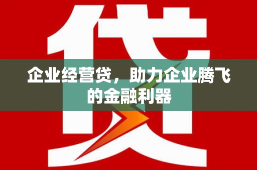 南湖企业经营贷，助力企业腾飞的金融利器