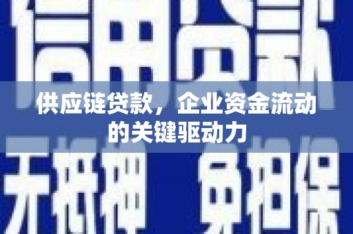 南湖供应链贷款，企业资金流动的关键驱动力