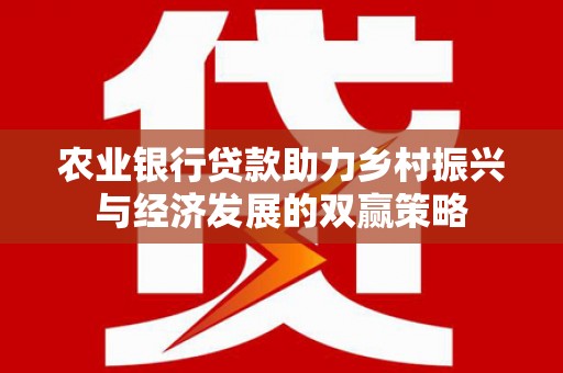 南湖农业银行贷款助力乡村振兴与经济发展的双赢策略