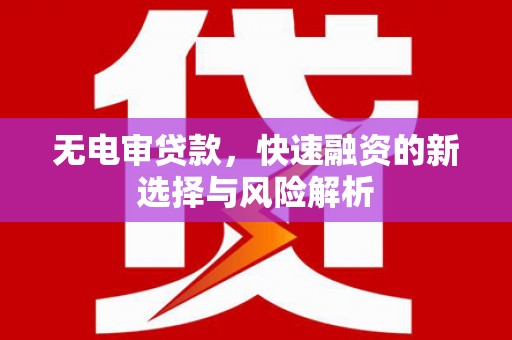 南湖无电审贷款，快速融资的新选择与风险解析