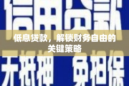 南湖低息贷款，解锁财务自由的关键策略
