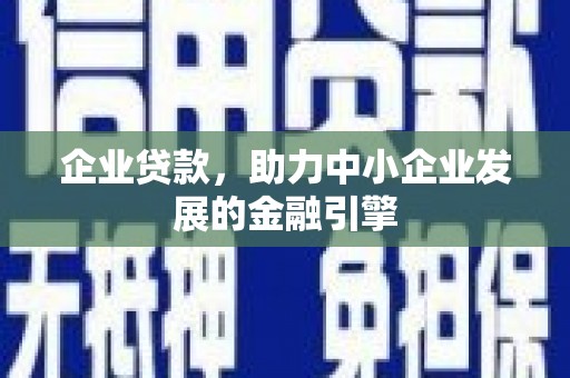 南湖企业贷款，助力中小企业发展的金融引擎