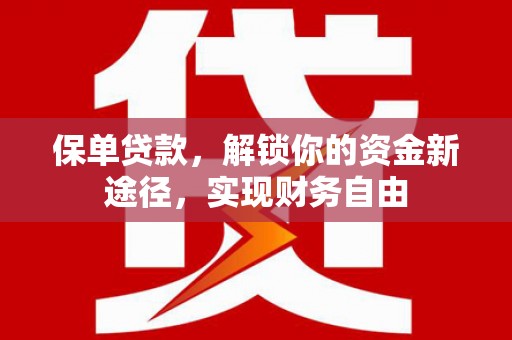 南湖保单贷款，解锁你的资金新途径，实现财务自由