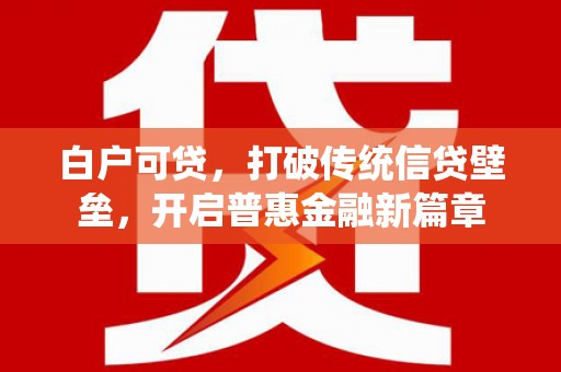 南湖白户可贷，打破传统信贷壁垒，开启普惠金融新篇章